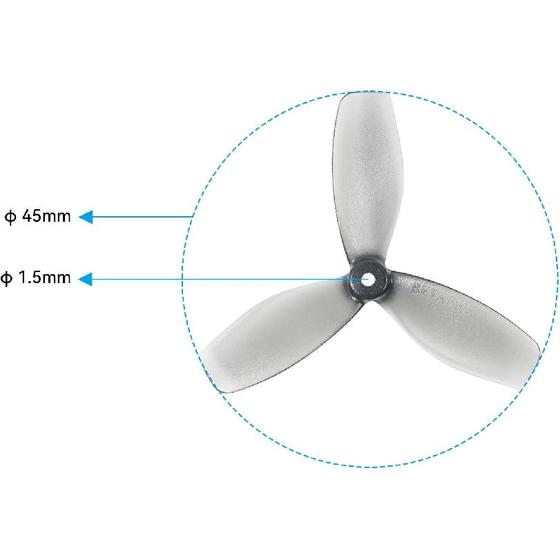 BETAFPV 16pcs 45mm 3-Blade Propeller with 1.5mm Shaft Hole Lightweight Compatible for 1102 Brushless Motor Like Aquila16 Brushless Quadcopter
