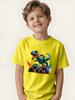 Printed Short-sleeved T-shirt, Cool Summer Top for Children, Exclusive for Dinosaur Fans