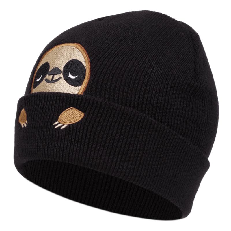 Cute Sloth Embroidery Knitted Cap For Autumn And Winter Outdoor Women Men Warm Beanie