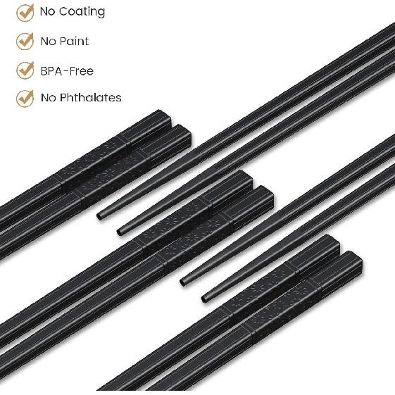 GLAMFIELDS 10 Pairs Fiberglass Chopsticks, Reble Japanese Chinese Chop Sticks Dishwasher Safe, Non-Slip, 9 1/2 inches