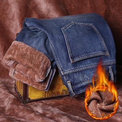 Winter Men 'S Warm Jeans Classic Style Casual High Quality Blue Thicken Denim Trousers Male Brand Pants 