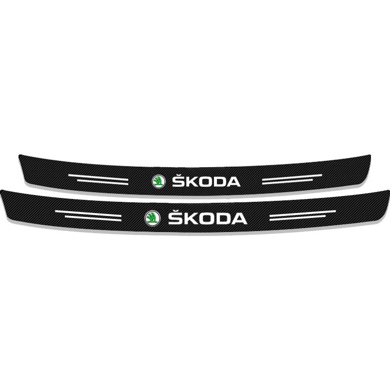 AAFN1 Carbon Fiber Car Rear Bumper Trunk Guard Protected Sticker For Skoda Octavia Fabia Kamiq Kapoq Kodiaq Rapid SCALA Superb