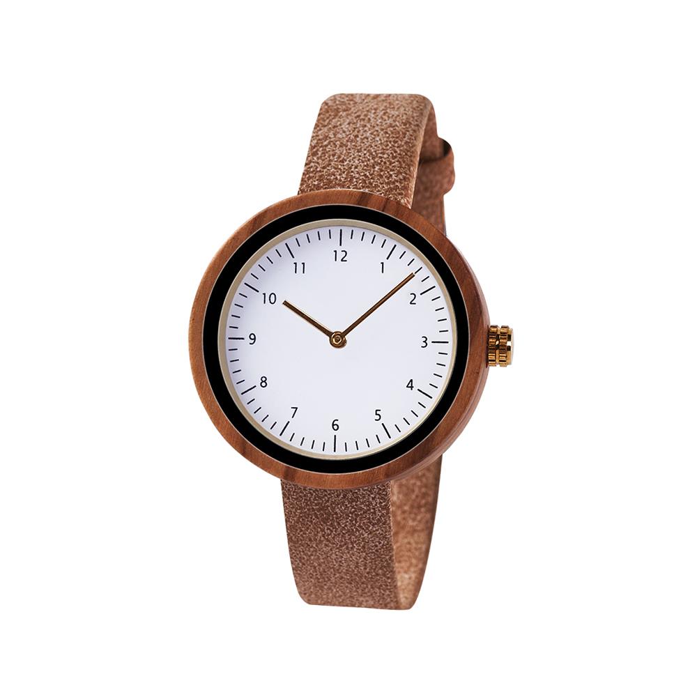 Luxury Custom Leather Watches for Women with Wood Accents and Personalized Logo коричневый