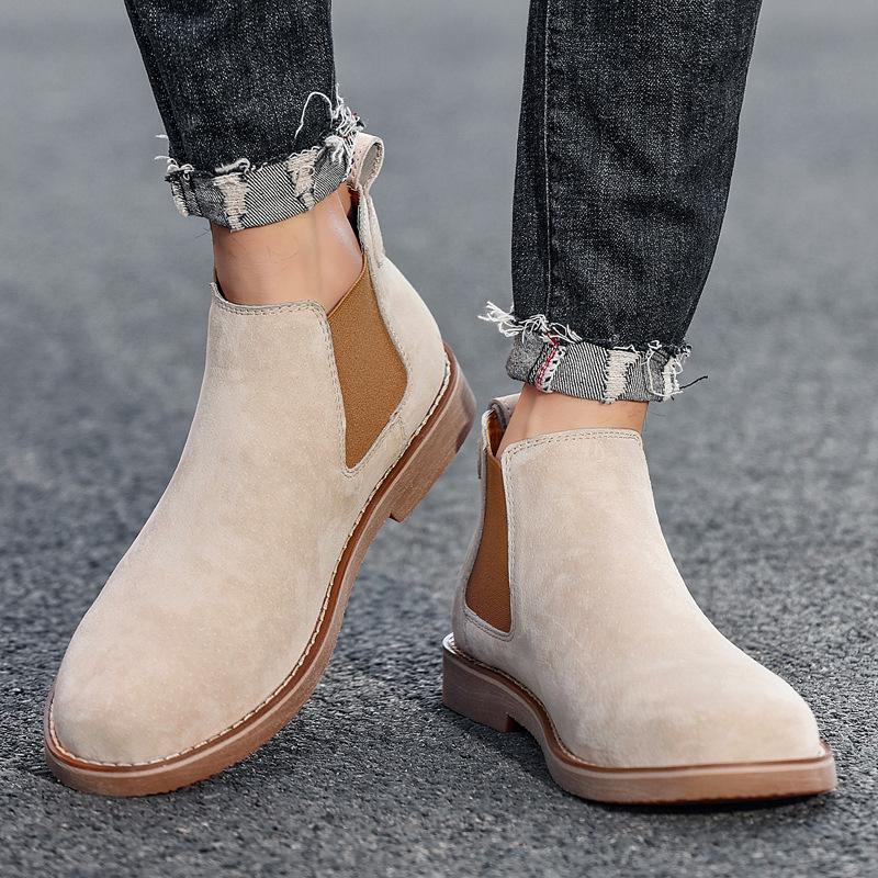 Autumn and winter large size velvet Chelsea boots anti-velvet leather British casual boots medium help Martin boots retro tooling boots