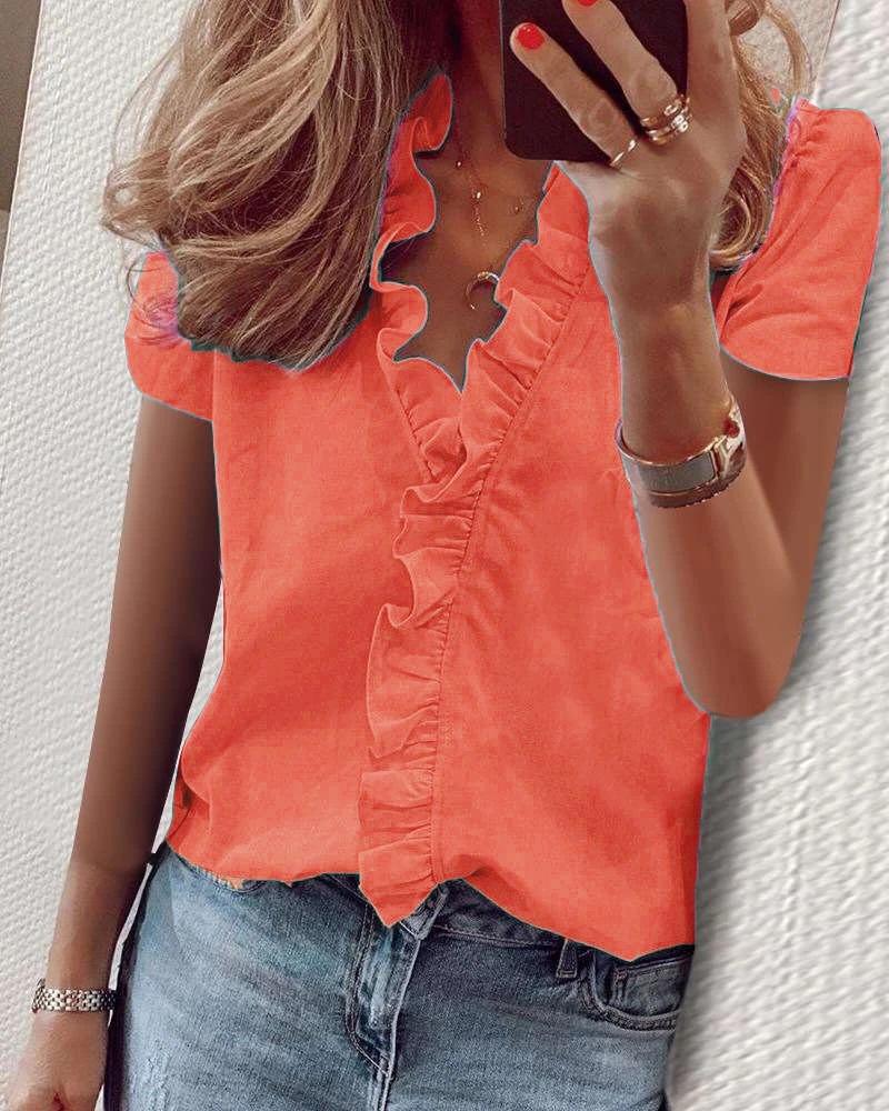 Women's Ruffle Neck Long Sleeve Blouse Loose Fit Elegant Commuter Shirt With Lantern Sleeve Tencel Blend Fabric For Daily Office Wear