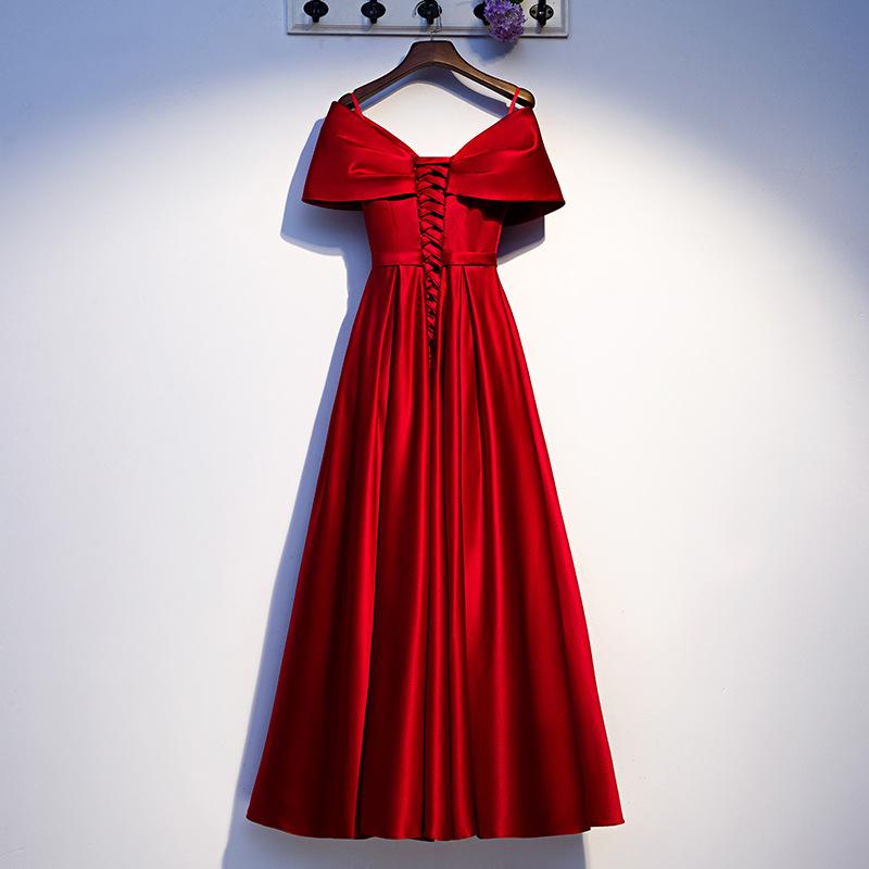 Evening Dress Dark Red V-Neck Dresses Woman Party Night A-LINE Evening Gowns for Women Plus Size
