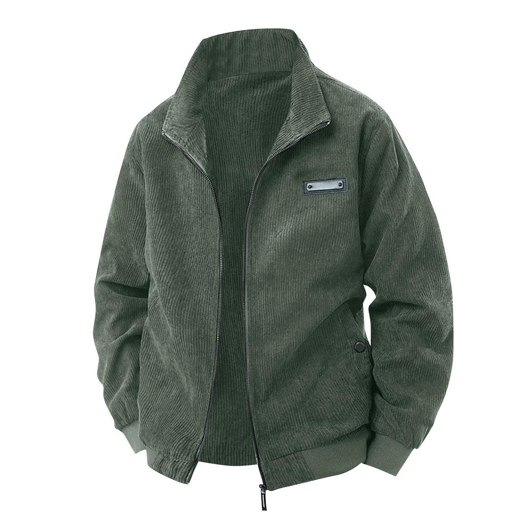 Men's Solid Color Stand Collar Tops Men's Loose Casual Workwear Jacket