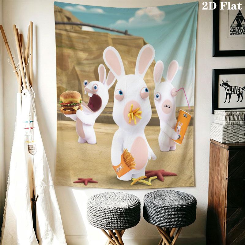 Rabbids Invasion Madness Wall Hanging Printed Fabric Blanket Decorative Tapestries for Bedroom Living Room Home Decor