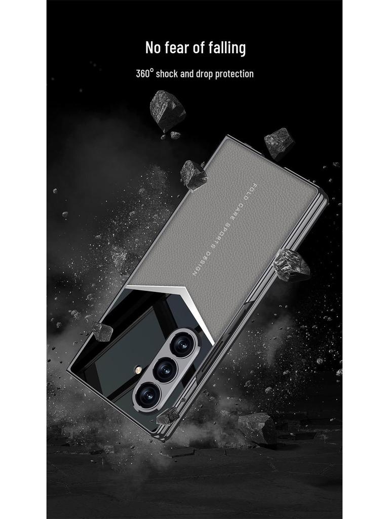 Samsung ZFold7 Electroplated Solid Color Leather Phone Case - Foldable Cover