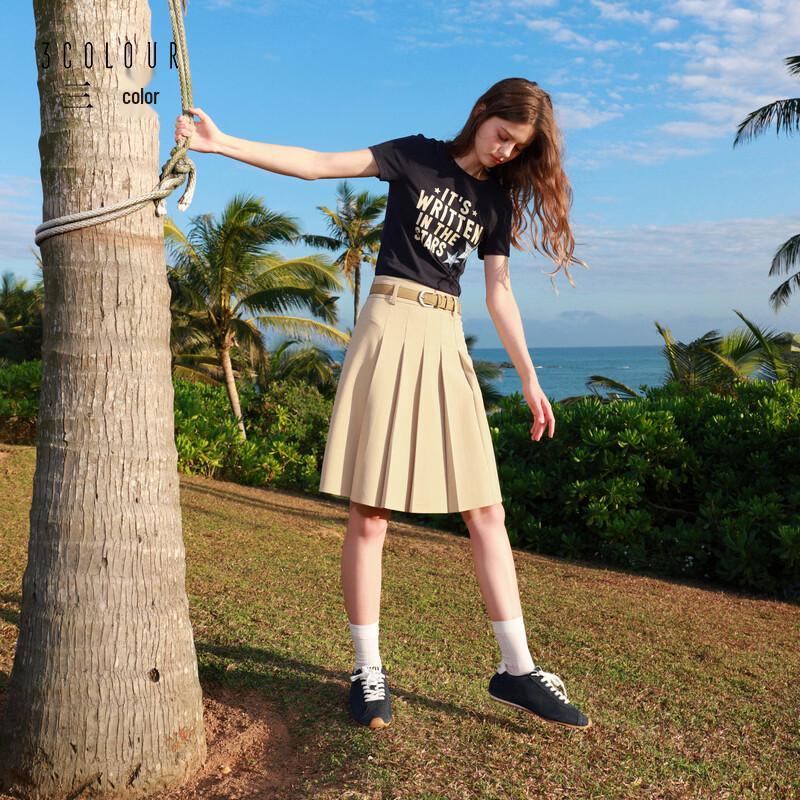 Sancai 2026 Summer A-Line Pleated Midi Skirt L