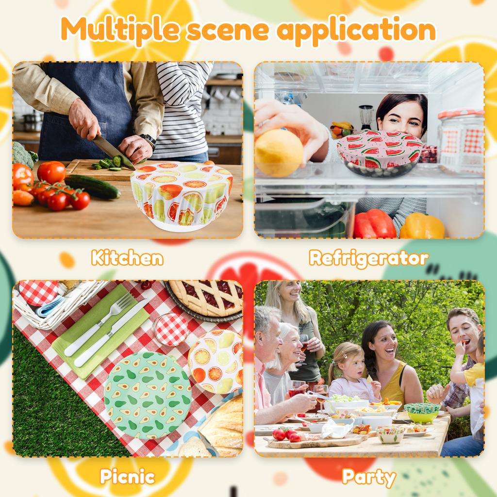 10Pcs Cloth Bowl Cover Stretch Lid Reusable Cotton Dust Cover Portable Food Storage Supplies for Picnic Home