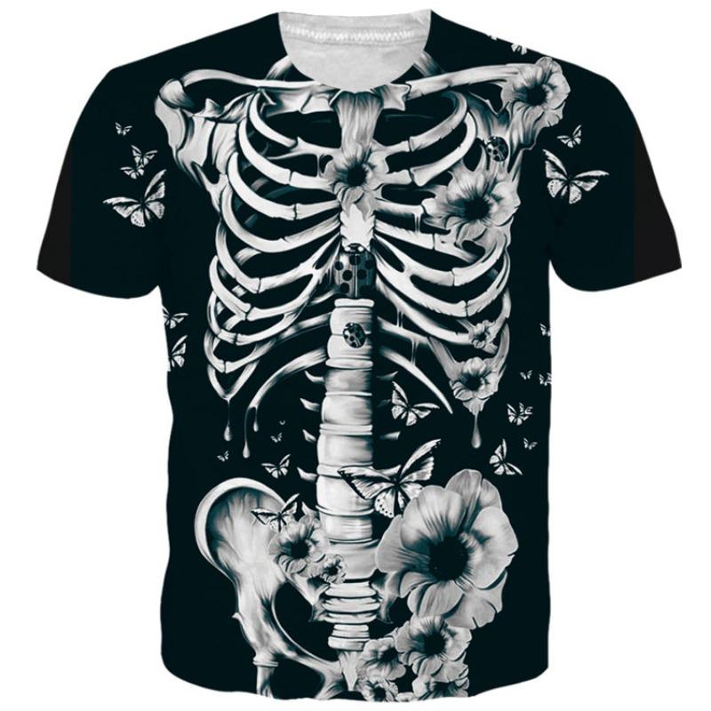 Men's 3D Printed T-Shirt Skeleton Pattern Print Short Sleeve O-Neck Pullover Casual Top