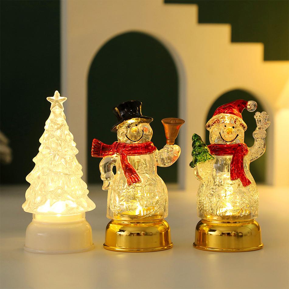 Christmas Candles Snowman Lamp Christmas Tree Kids Gift For Bedroom Garden Party Decoration Atmosphere Light Holiday Present