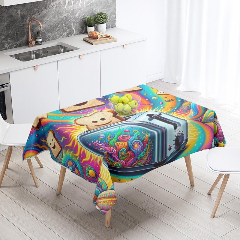 Soyut Sanat Yemek İllüstrasyonu Masa Örtüsü Yağ Geçirmez Masa Örtüsü Su Geçirmez Piknik Kumaşı Nordic Ev Dekorasyonu