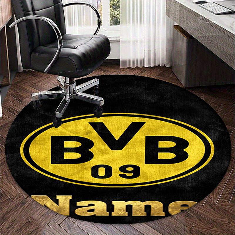 Brugerdefineret Navn Borussia Dortmund Printet Rund Tæppe Stol Tæppe Område Tæppe Entré Dørmåtter, til Kontorstol Stue Soveværelse Køkken Rum.