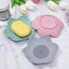 Soap Box Lotus Shape Non-slip Portable Silicone for Draining Soap Tray Draining Soap Dish Bathroom Gadgets Accessories