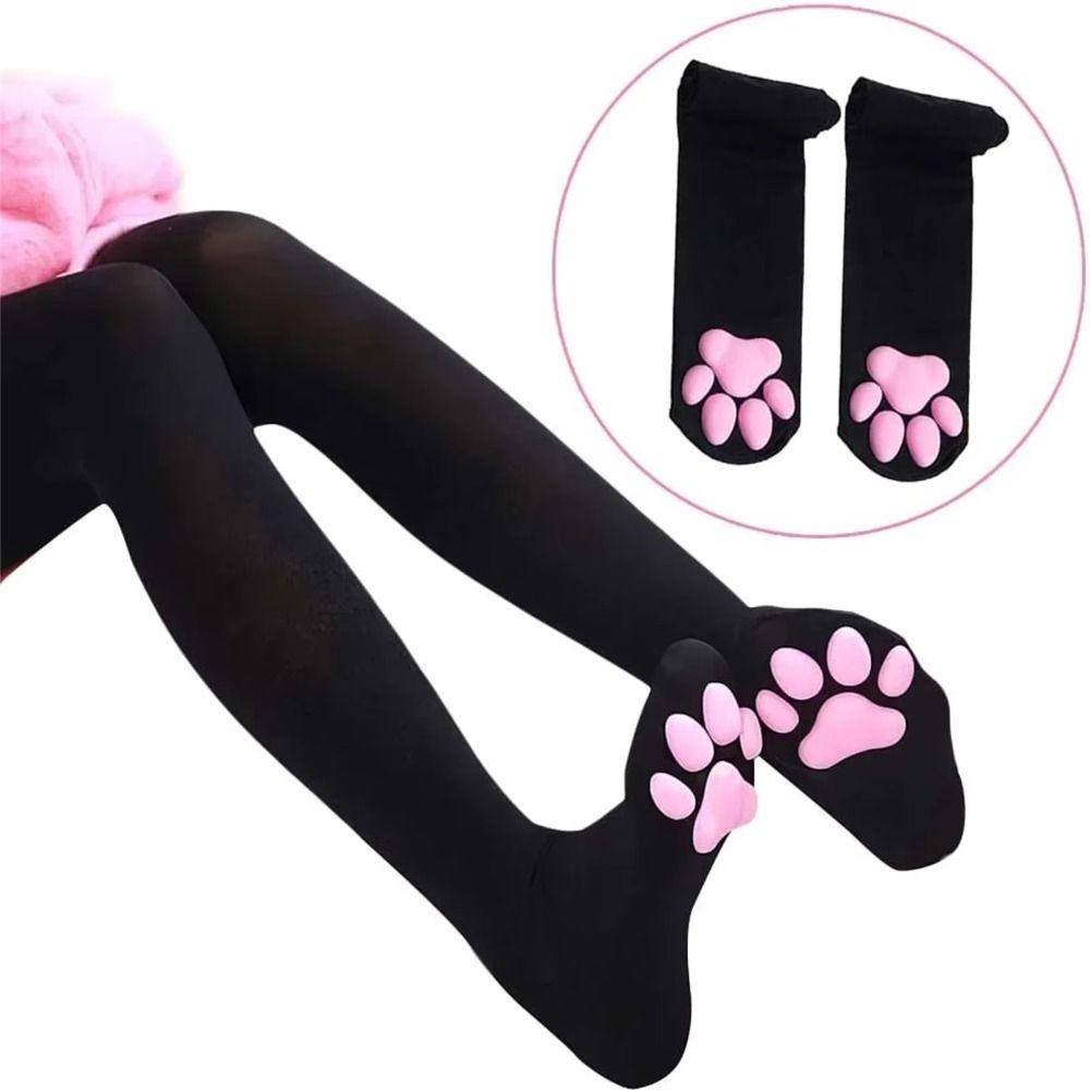 1 Pair Soft Paw Pads Cat Paw Stockings Semi Sheer Paw Pad Socks Cosplay Outfits