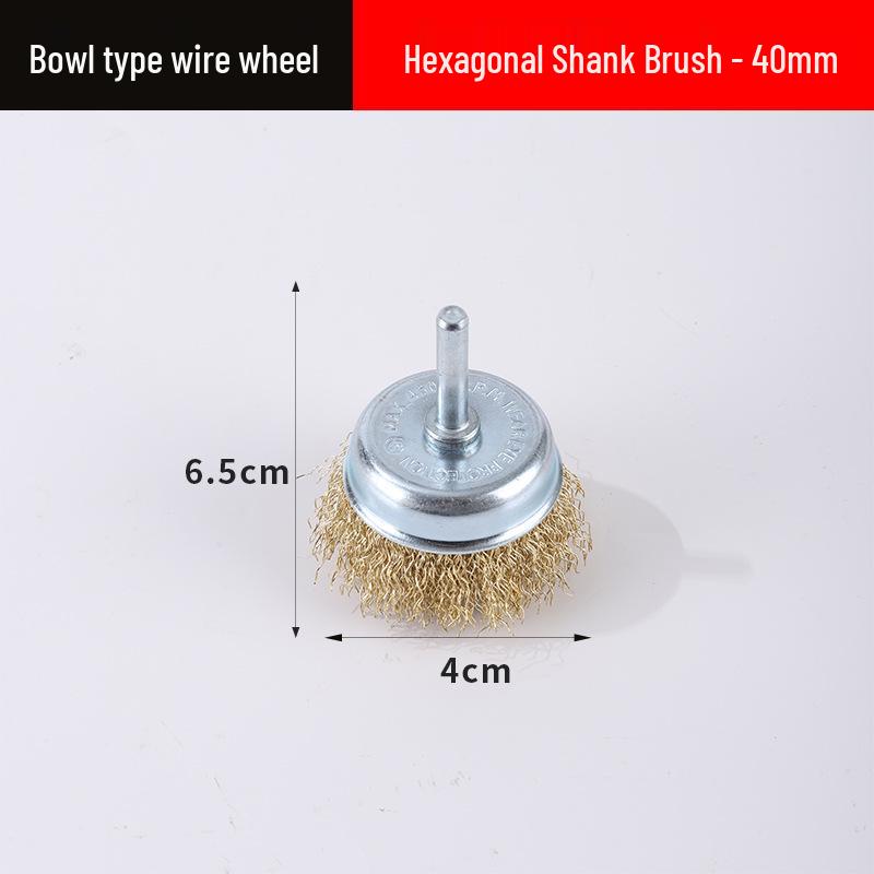 Electric Wire Brush Head with Handle for Rust Removal - 6mm Grinding Wheel Attachment