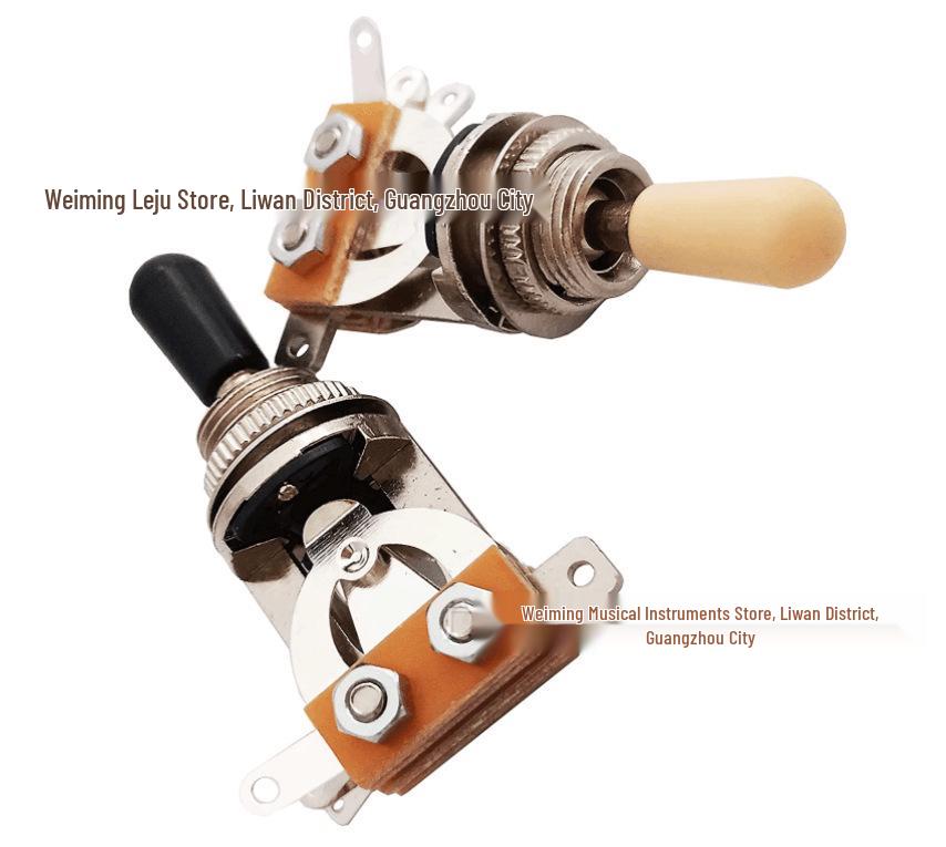 3-Position Electric Guitar Pickup Selector Switch with Metal Cap (Black, Gold, Chrome)