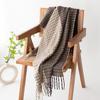 New Soft and Warm Faux Cashmere Checkered Retro Tassel Scarf A High End Women's Scarf Shawl