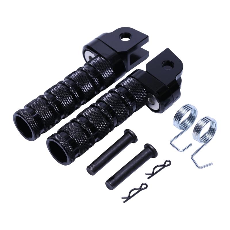 Knurled Motorcycle Foot Pegs with Forked Mounting-Hole End, Machined Aluminum Assembly for Replacement Projects