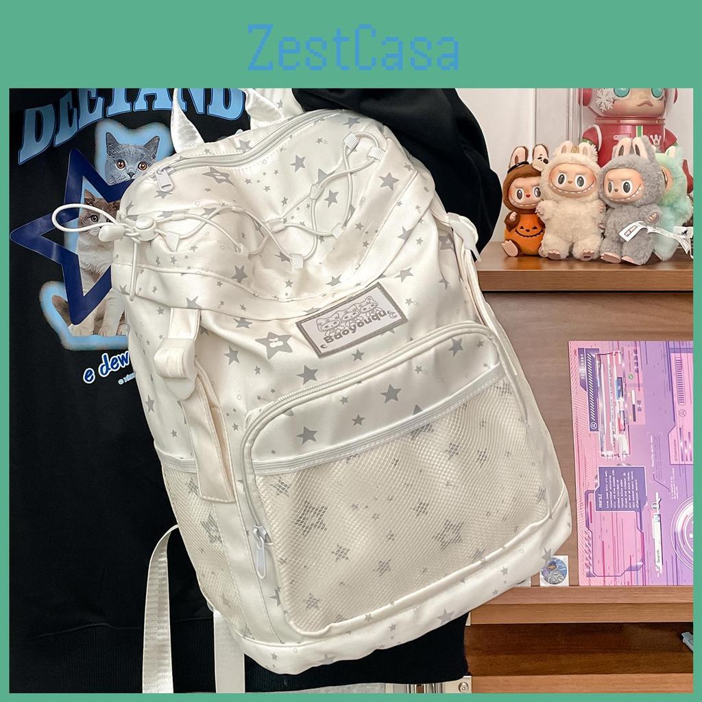 Cute Rabbit Star Bone Printed Student Backpack With Strap Decoration School For