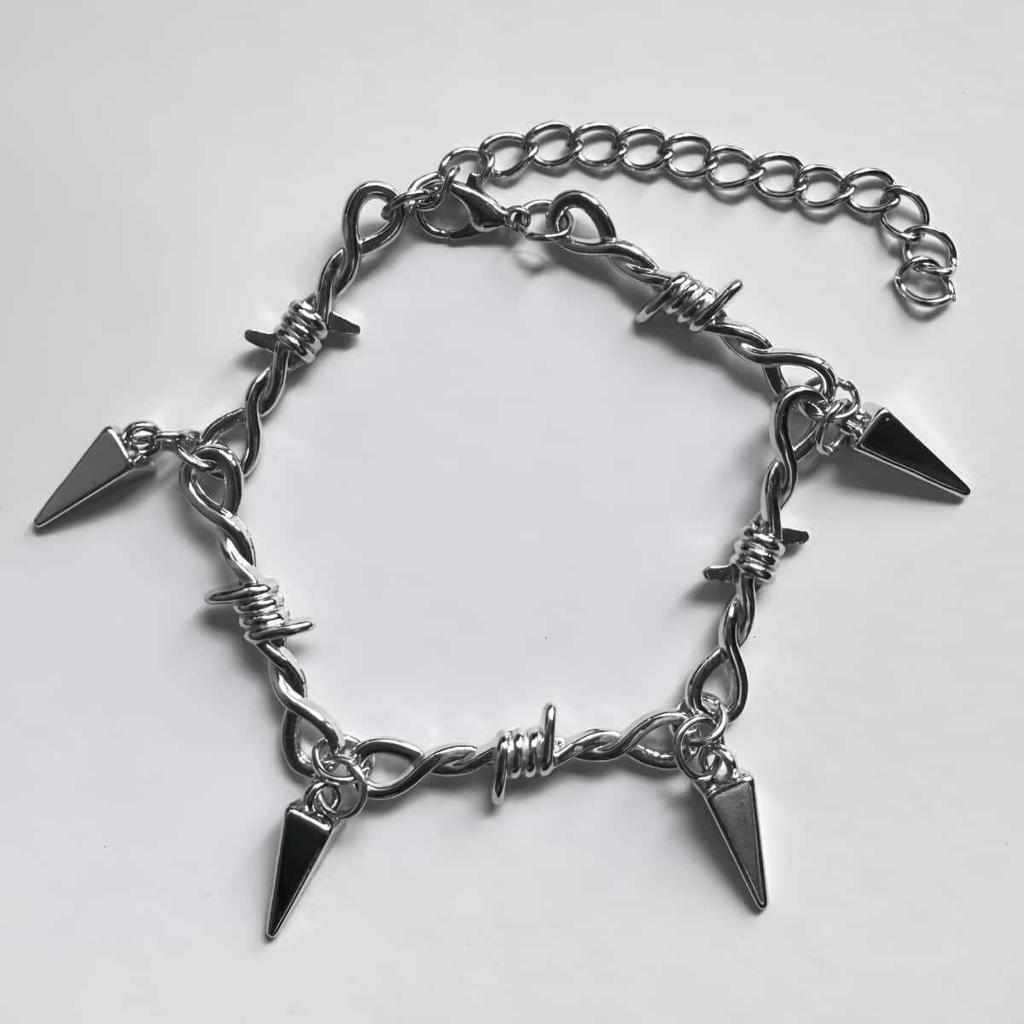 Small Iron Barbed Wire Bracelet with Thorns Gothic Punk Hip-hop Unisex Chain Bangle Adjustable Women Men Gift