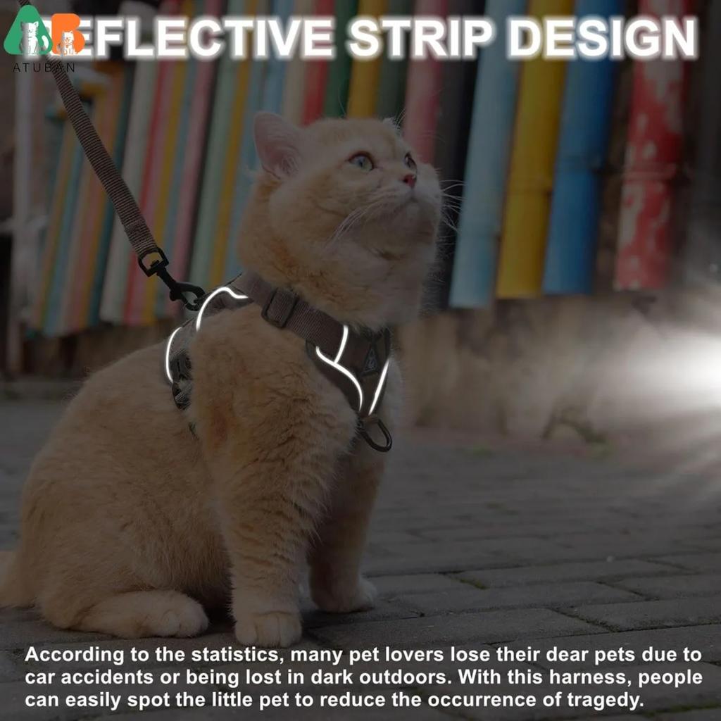 Ensemble Harnais et Laisse pour Chat de Petite à Grande Taille Harnais Gilet Réglable pour Chat Bordure Réfléchissante Laisse et Harnais Universels pour Chat