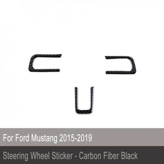 3pcs Carbon Fiber Interior Steering Wheel Cover Trim For Ford Mustang 2015-