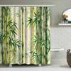 Bambus Duschvorhang Wasserdichter Stoff Große Größe Grüne Pflanzen Badezimmerdeko Anpassbarer Druck Heimdekoration Wasserdicht Pri