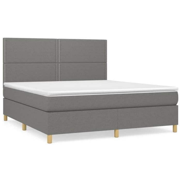 3142274 vidaXL Divan Bed with Mattress Dark Grey 180x200cm Fabric