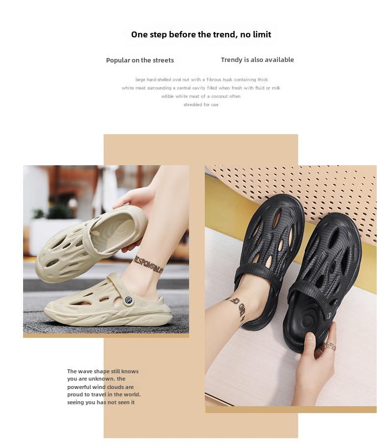 Men's Trendy Summer Coconut Hole Sandals: Outdoor Hollow Beach Slippers