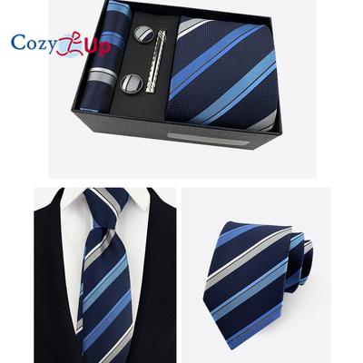 6 stykker Set Menn Tie With Tie Firkantet skjerf Cuff Tie Clip