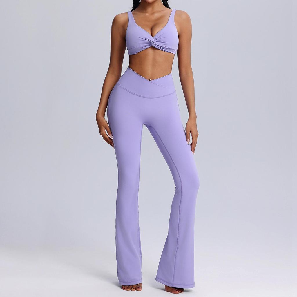 Women's European & American Cross-Border Autumn/Winter Yoga Set: Nude Tight Sportswear & Casual Flared Fitness Two-Piece