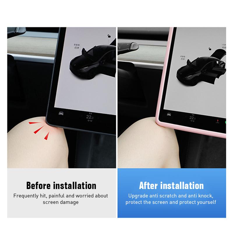 Skärmskydd för bilnavigation För Tesla Model 3 Y Silikonram Kanttäckning Central kontroll Antikollisionsremsa Bilinteriör