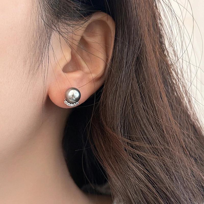 Stříbrné Perlové Zirkonové Obloukové Náušnice pro Módní Ženy Párty Klasické Jemné Minimalistické Doplňky