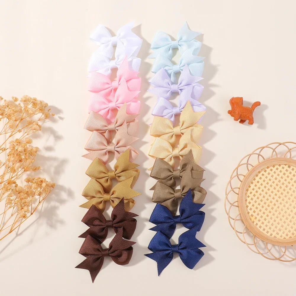 RAINBOW BOWS 40/20Pcs 2.3'' Classical Ribbon Bowknot Hair Clips for Girls Handmade Bows Hairgripes Hair Accessories