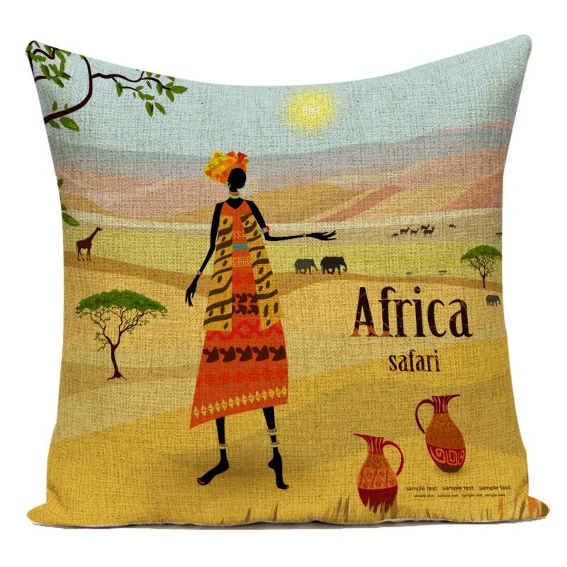 Africa Decorative Cushion Cover African Woman Custom Pillow Case National Costume Pattern Sofa Home Decor Pillow Cover