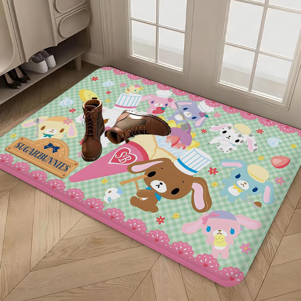 S_sugarbunnies Anime Kawaii Bathroom Mat Retro Multiple Choice Living Room Kitchen Rug Non-Slip Bedside Mats