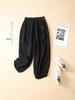 Women's Cotton Linen Harem Pants with Elastic Waist and Pockets