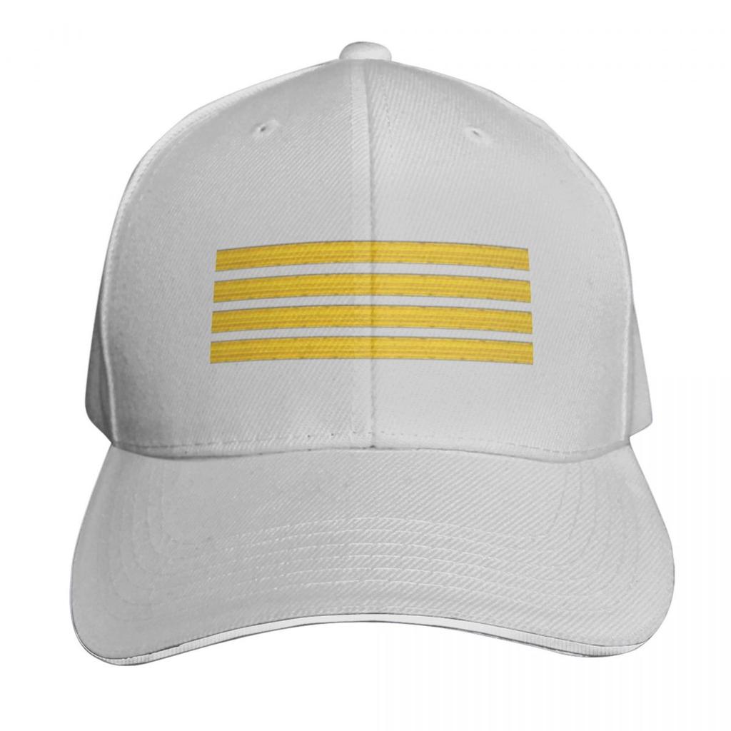 Captain 4 Stripes Baseball Cap Strapback Dad Hat Six Panel Structured Crown Sun Protection Upf 50