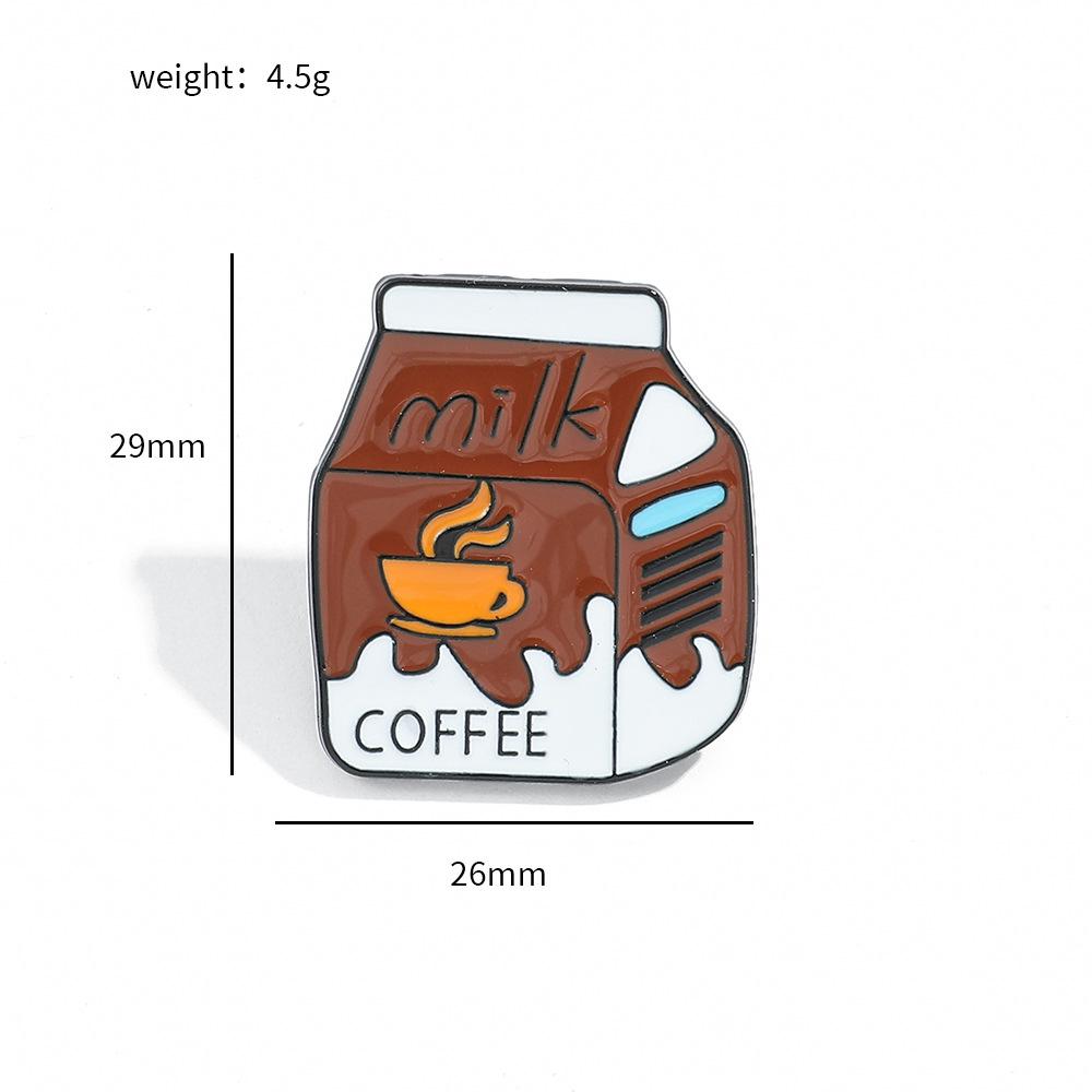 Creative milk box brooch fruit milk cute metal badge alloy dripping oil clothes bag