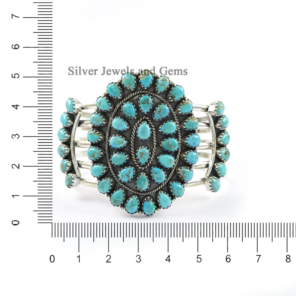 Natural Arizona Turquoise Cuff Bracelet, Turquoise Statement Bracelet, 925 Sterling Silver Bracelet, Gemstone Bangle, Engagement Bracelet