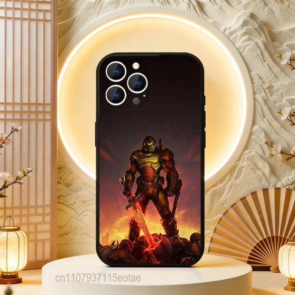 Game D-DoomS S-Slayer Black Soft Case For iPhone 17 13 14 15 11 16 12 Pro Max Pro Max Plus E Air Mini Phone Cover Shell