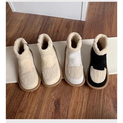 Dames schoenen met platte zool, sneeuwlaarzen, winter pluche isolatie 2024 nieuwe artistieke korte laarzen, suède laarzen met zachte zool