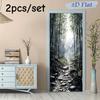 2pcs Natural Bamboo Forest Landscape Wall Stickers, Chinese Artistic Conception Entrance Corridor Decoration Stickers, Living Ro