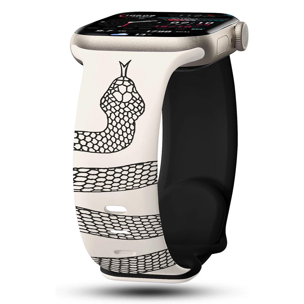 

Новий силіконовий ремінець зі змією для Apple Watch 42мм 46мм 49мм 41 45 40 38 Ремінець для годинника S10 9 8 7 Ідеально для щоденного носіння, спорту S10 42 38-40-41