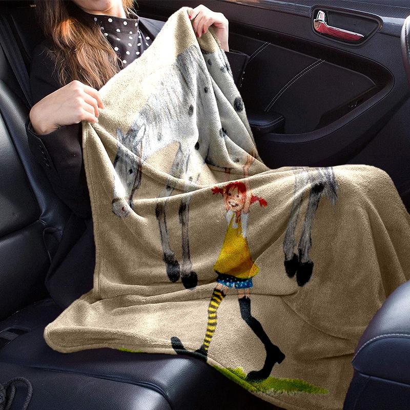 Pi-ppi And Horse Friendship Blanket Flannel Blanket for bed, sofa, Camping, Hiking, Picnic Essentials, gift for family Fan gifts