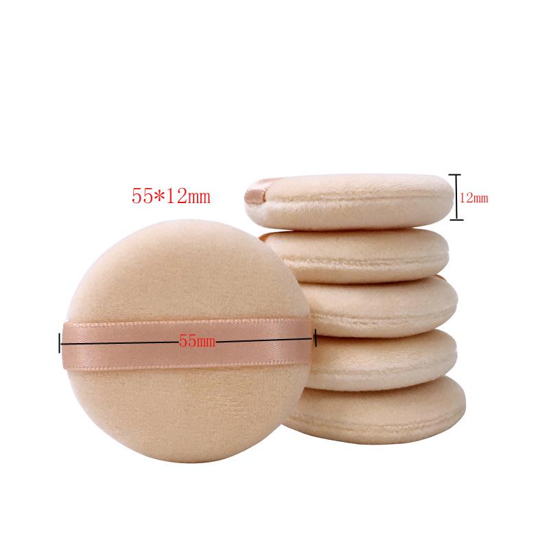 55mm Double-Sided Flocking Powder Puff with Ribbon - High-Quality for Loose Powder No