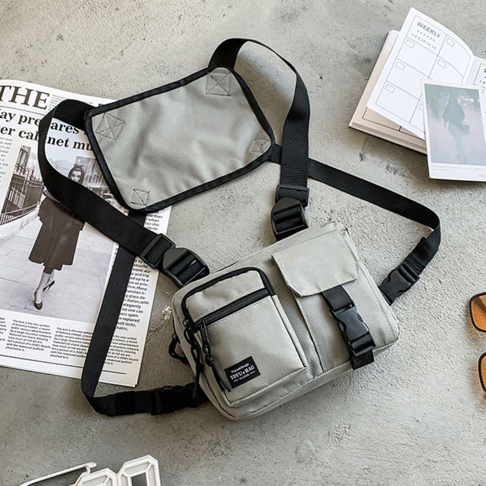 Large Capacity Double Shoulder Chest Bag Zipper Message Crossbody Pouch Men' S Vest Bag Daily